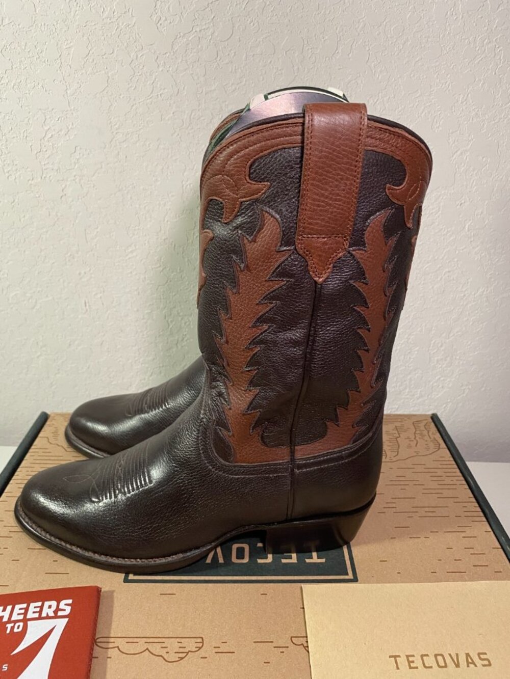 Tecovas Birthday Boot VII Limited Ed. Western Cowboy Boots Dark Chocolate Deer - Picture 5 of 16